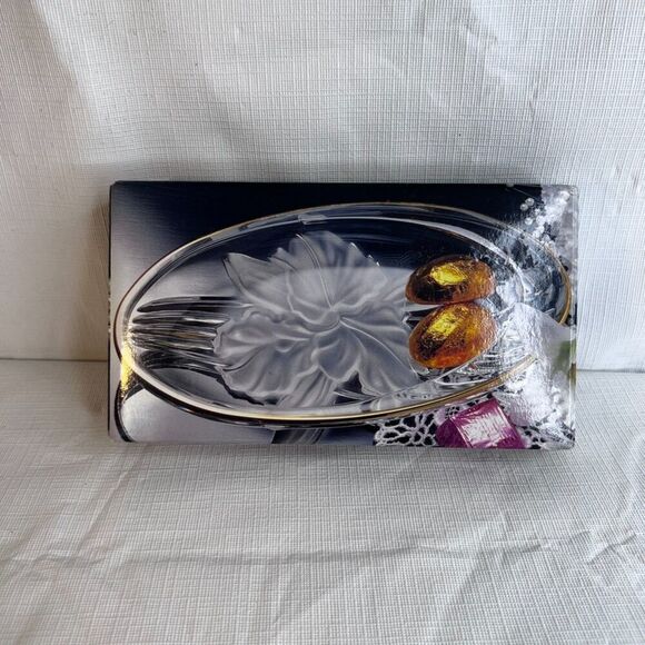 Home Beautiful NEW Orchid Splendor Oval Candy Dish Trinket Bowl Gold Rim - Picture 5 of 11